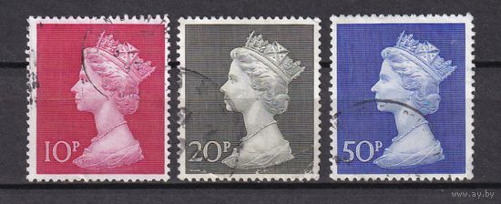 96.Br. Великобритания. Елизавета II. 1970 г. Стандарт. Серия. Mi.##549-551.