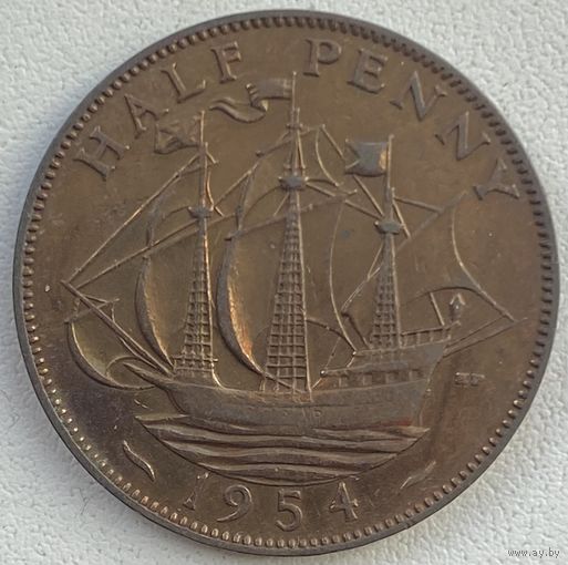 Великобритания 1/2 пенни 1954 г.