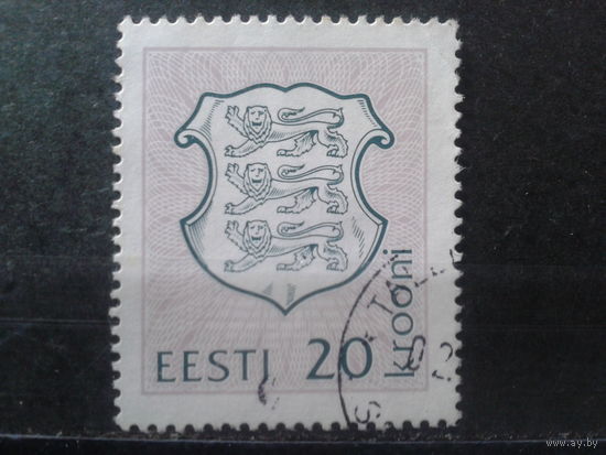 Эстония 1993 Стандарт, герб 20 кр Михель-2,0 евро гаш