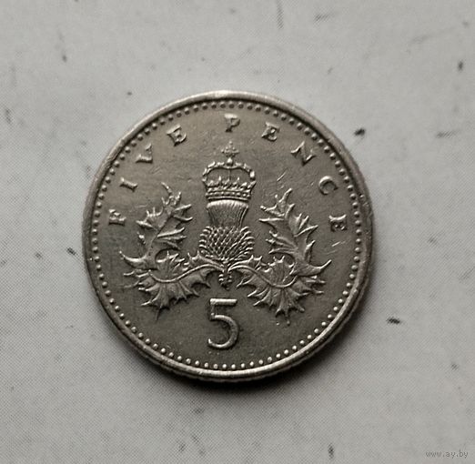 5 пенсов 1990 года Великобритания. Королева Елизавета 2.