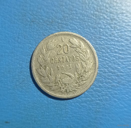 Чили 20 сентавос 1921 год кондор