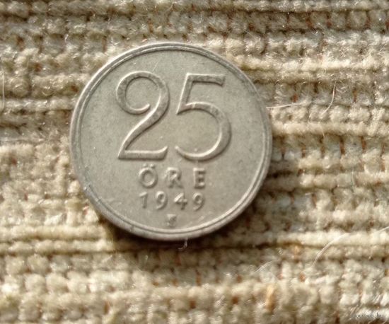 Werty71 Швеция 25 эре 1949 серебро
