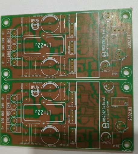 Усилитель мощности класса D на базе IRS2092 (пара)  - печатная плата