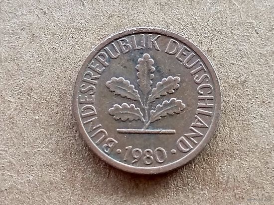 ФРГ 1 пфенниг, 1980"G" (К-U-)