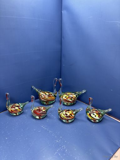 Лебеди СССР цветное   стекло