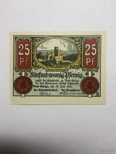 25 пфеннингов (нотгельды) г. Германия.-1012