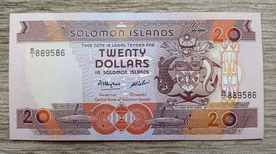 Werty71 Соломоновы острова 20 долларов 1986 UNC банкнота