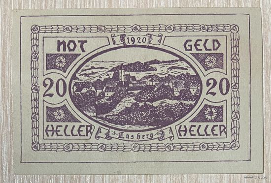 Нотгельды Австрия ЛАСБЕРГ 20 геллеров 1921 год.