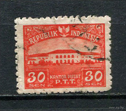 Индонезия - 1953 - Архитектура 30S - [Mi.100] - 1 марка. Гашеная.  (Лот 36FB)-T25P9