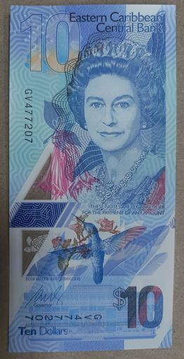 10 долларов 2019 года - полимер - Восточные Карибы - UNC