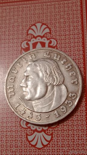 Германия 5 марок 1933 Мартин Лютер