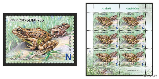 2015 БЕЛАРУСЬ   марка или малый лист "Лягушка травяная" MNH
