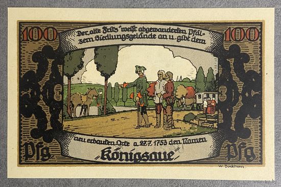 Нотгельд Кенигсауэ, 100 пфеннигов 1921 год. Веймарская республика.