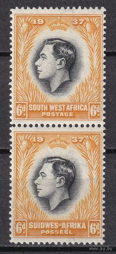 210.BrK. Великобритания. Колонии.  Юго- Западная Африка. Георг VI. Стандарт. 1937 г. 2x6P. Mi.##194/195. MNH.