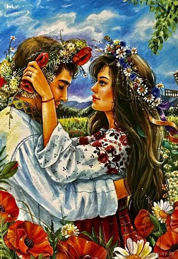 Открытка чистая 10х15 см.  Художница Елена Буторина. Венки.