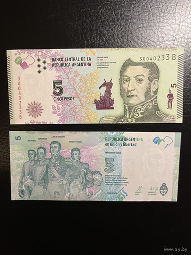 Аргентина 5 песо 2015г.(UNC)