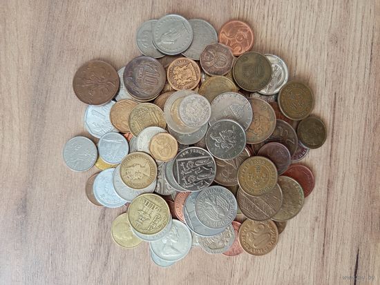 Сборный лот монет, с рубля, 100 шт без СССР, РФ