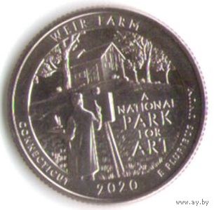25 центов 2020 г. Парк=52 Национальный историческое Место Ферма Дж. А. Вейра Коннектикут Двор Д _UNC