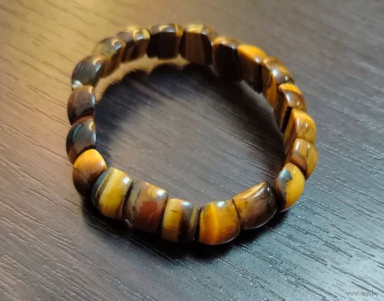 Винтажный браслет на руку тигровый глаз  из натуральных камешков .