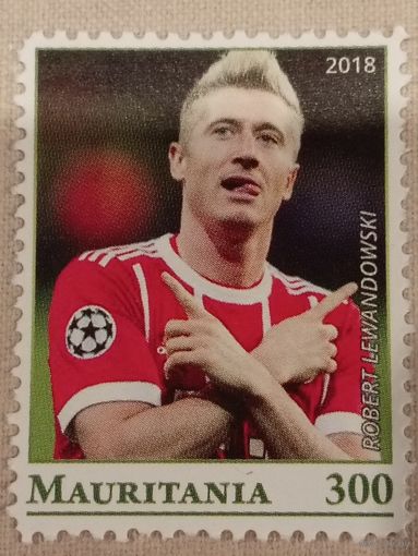 Мавритания 2018. Футбол. Robert Lewandowski. Марка из серии