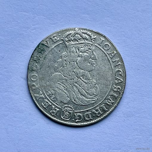 Монета СЕРЕБРО Польша ОРТ 18 грошей 1668 год ЯН КАЗИМИР ОТЛИЧНЫЕ