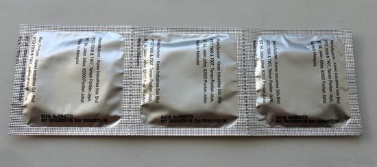 Презервативы 1*3 шт (на фото). Малайзия. Годен до 05/2025 года.