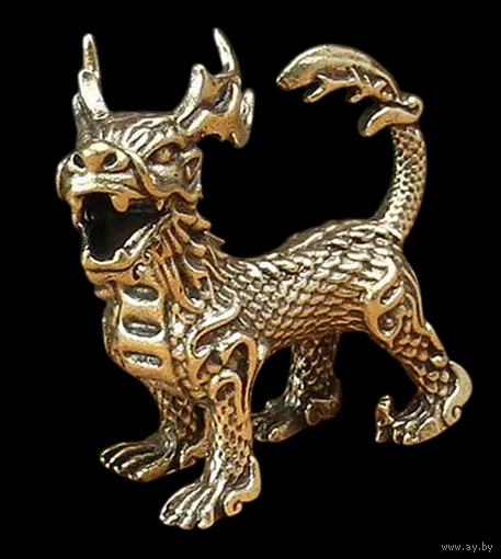 Статуэтка миниатюра Дракон-Олень Бронза