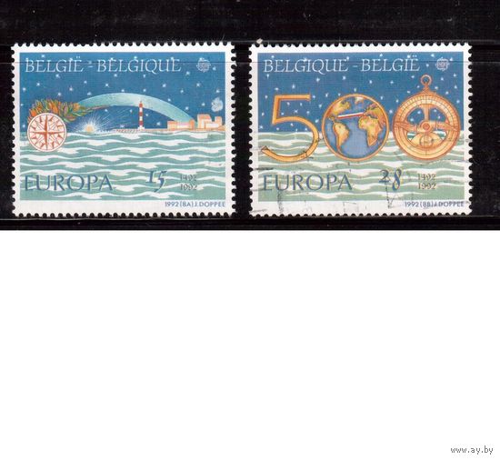 Бельгия-1992(Мих.2506-2507) , гаш. , ЕВРОПА, 500-лет открытия Америки