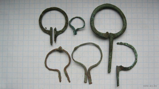 Остатки сюльгам, 6 шт. Бронза, литье.