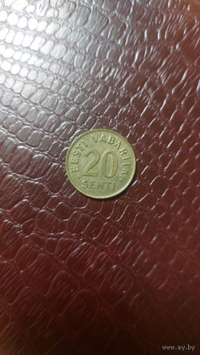 Монета 20 сентов 1992г. Эстония.
