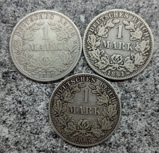 Три марки Германия 1892,1887,1881 год