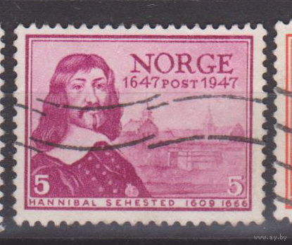 300-летие норвежской почтовой службы Известные люди личности  Норвегия 1947 год лот 6