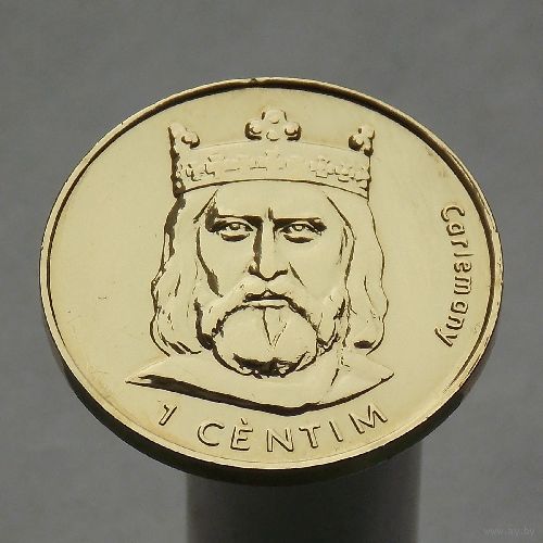 Андорра  1 сантим 2002 Карл Великий Жёлтое покрытие