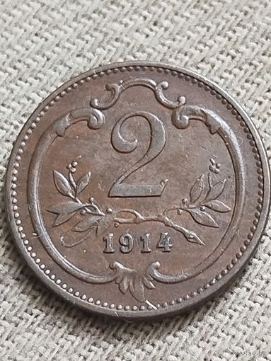 Распродажа - 2 геллера 1914г.,АВСТРИЯ,ФРАНЦ ИОСИФ 1