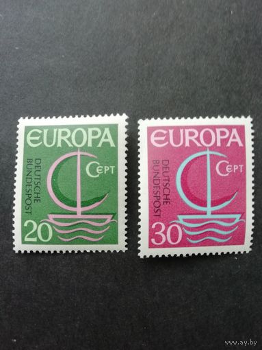 ФРГ 1966 Серия из двух марок "ЕВРОПА СЕПТ (EUROPA CEPT)" (чистые**) Мi.519-520 каталог 0.60 евро