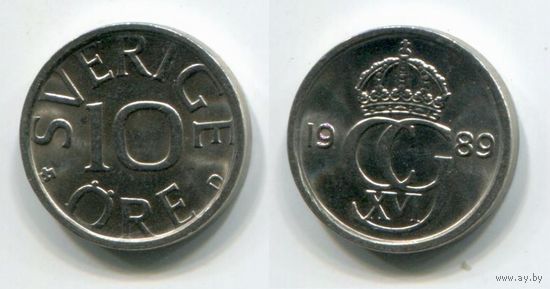 Швеция. 10 эре (1989, aUNC)