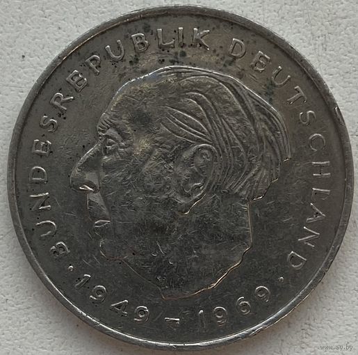 Германия 2 марки 1970 г. J. Теодор Хойс. 20 лет Федеративной Республике