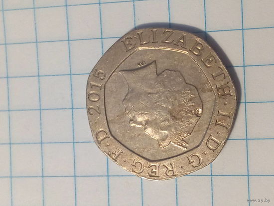 20 пенсов Великобритания 2015 год.