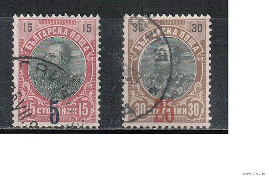 Болгария-1909, (Мих.69-70), гаш. , Стандарт, Князь Фердинанд I,Надп.(полная серия)(2)