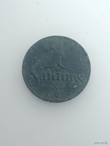 Латвия 1 сантим  1935 года .