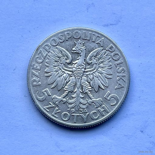 Монета СЕРЕБРО Польша 5 злотых 1934 год Ядвига ОТЛИЧНЫЕ