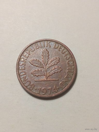 1 пфенниг ФРГ 1974 год Ф