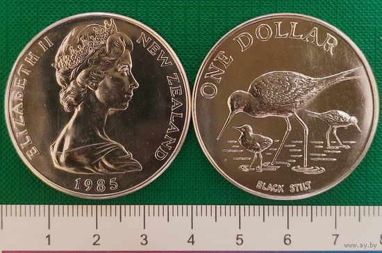 Новая Зеландия 1 доллар, 1985 Чёрный ходулочник