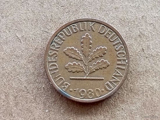 ФРГ 1 пфенниг, 1980"J" (К-U-обм)