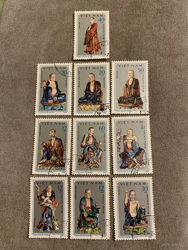 Вьетнам 1978 г. Скульптуры из Пагоды Тай Фыонг. Религия. Буддизм. Культура, полная серия из 10 марок #0183-И1P36