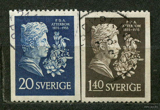 Поэт Пер Даниель Амадеус Аттербум. Швеция. 1955. Полная серия 2 марки