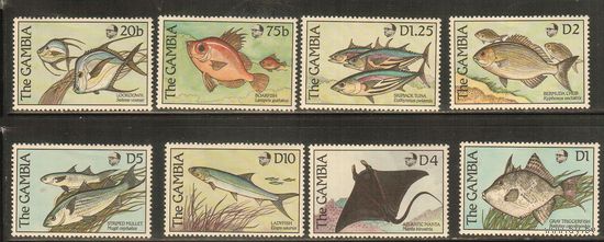 Гамбия-1988(Мих.914-922),  ** ,  Морская  Фауна ,Рыбы(полная серия)