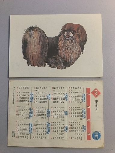 Карманный календарик. Собака. 1994 год