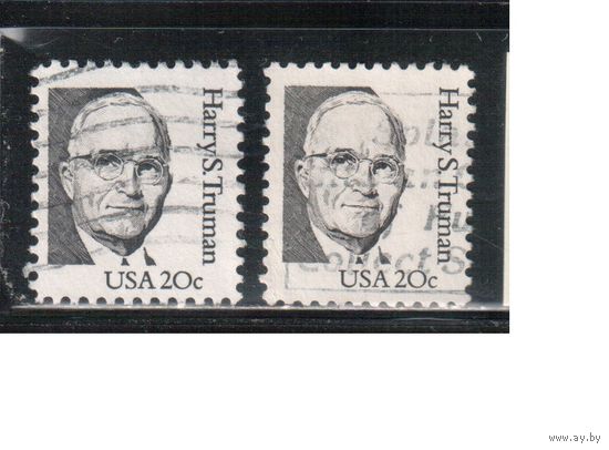 США-1984, (Мих.1676 А +F) , гаш , Стандарт, Личности, Трумен (одиночка), 2 зубцовки