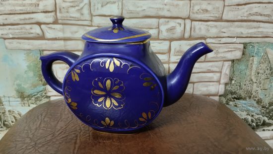 Чайник-заварник, кобальт. Гжель.